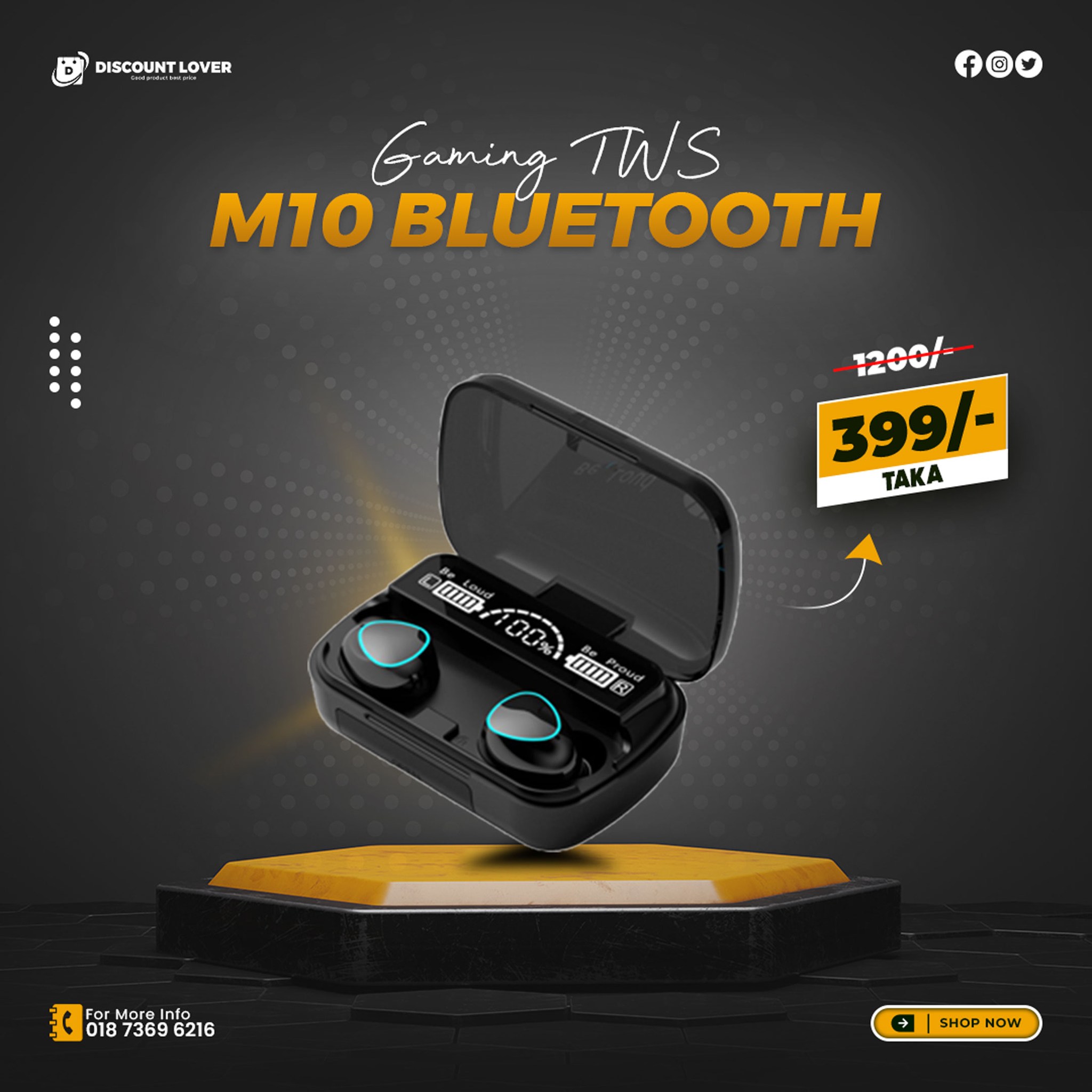 M10 TWS Bluetooth Headphone V5.3