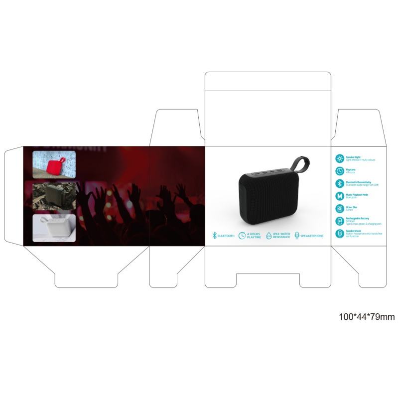 Portable Speaker Wireless Mini Fabric Audio Box Rechargeable Stereo Sound With Strap For Travel Camping